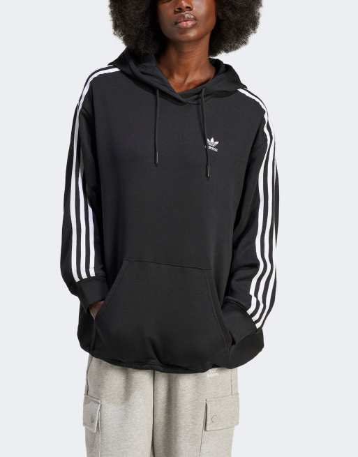 Felpa adidas nera 2025 con strisce bianche