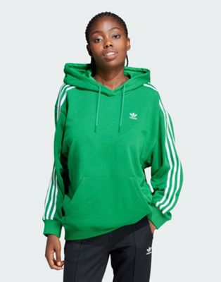 adidas Adicolor 3-Stripes Oversized Hoodie in Green - ASOS Price Checker