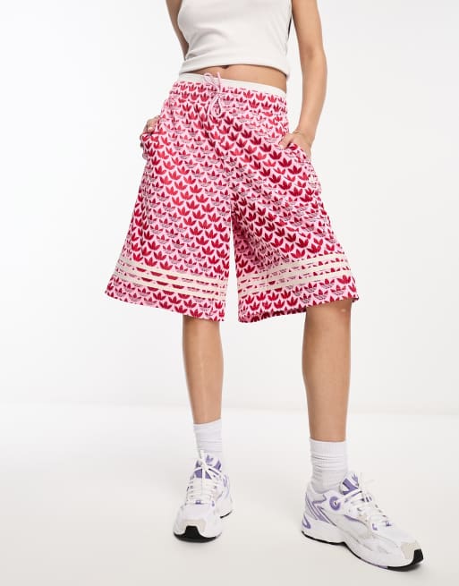 adidas Adicolor Modern 70s Monogram shorts in pink