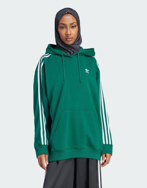 adidas Adicolor Oversize Kapuzenpullover in Gr n mit den 3
