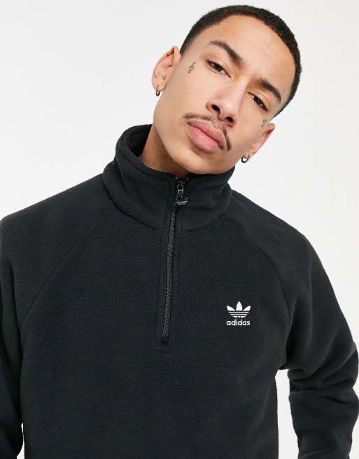 Black adidas best sale half zip