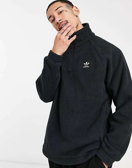 adidas Adicolor Polar Fleece Half-Zip Sweatshirt in black