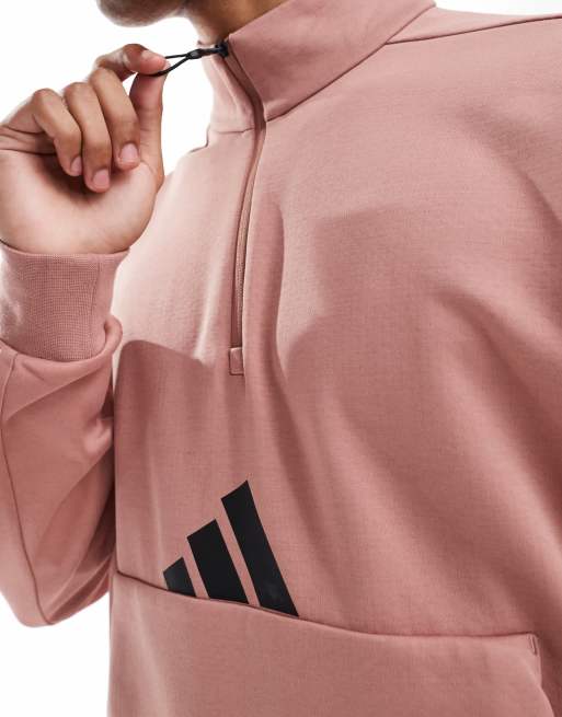 adidas Adidas z.n.e. quarter-zip sweatshirt in warm clay | ASOS