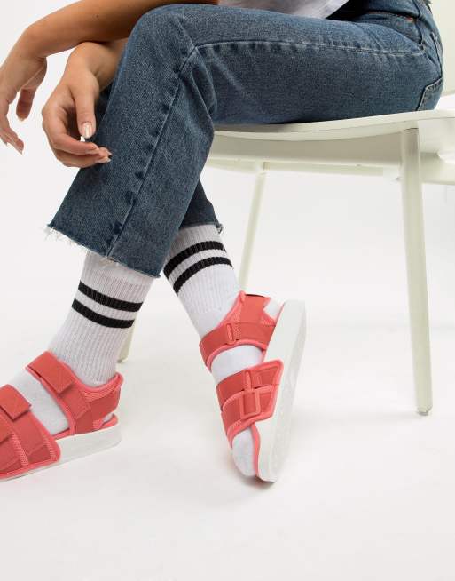 adidas Adilette 2.0 Sandals In Red ASOS