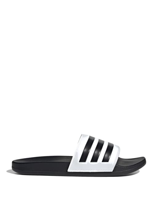 adidas Adilette comfort sliders in white and black ASOS