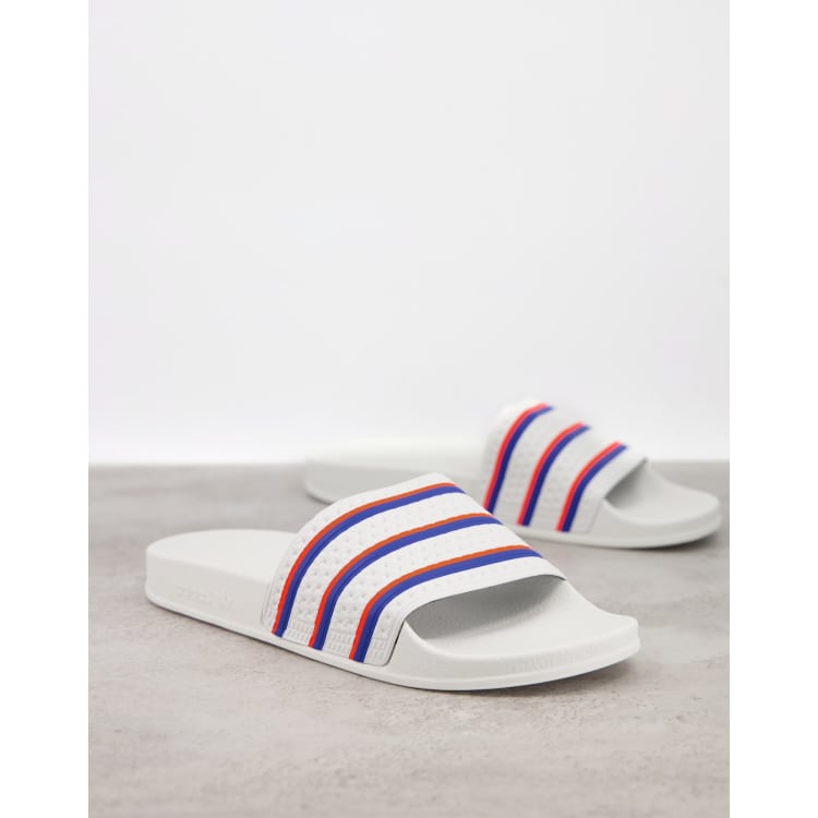 White and best sale red adidas slides