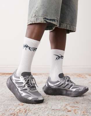 adidas Adizero Aruku trainers in metallic silver and black