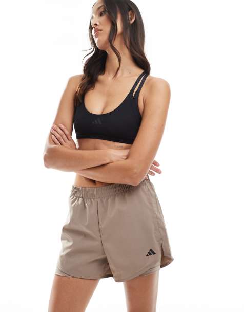 adidas - Aeroready Made For Training - Short de course deux-en-un minimaliste - Marron craie et noir - view 1