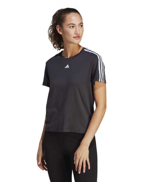 adidas Aeroready Train Essentials 3-Stripes Tee in black and white - view 1
