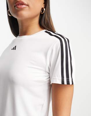 Adidas Originals Adidas Aeroready Train Essentials 3-stripes Tee In White And Black