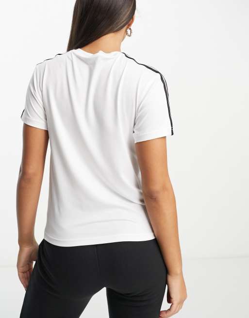 ☆adidas☆ AeroReady Train Essential 3S Tee adidas Aeroready Train Essentials 3-Stripes tee in white and