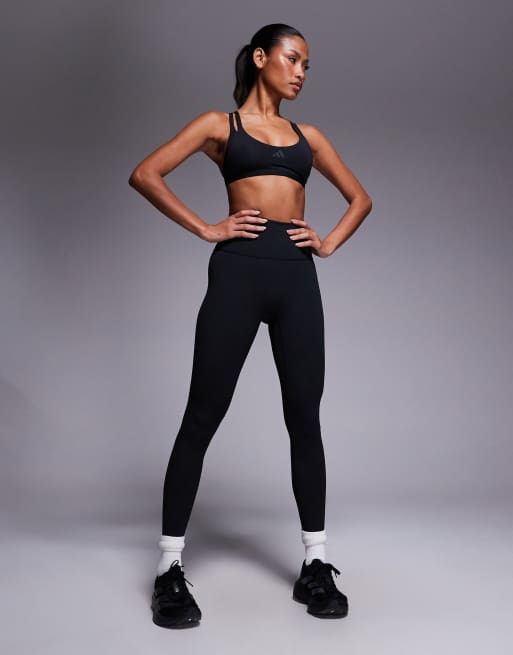 adidas - All Me - Legging de sport long en tissu côtelé - Noir, 4 de 5