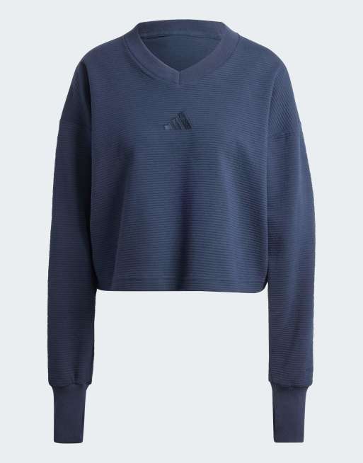 adidas All szn ribbed v-neck sweatshirt in legend ink ASOS