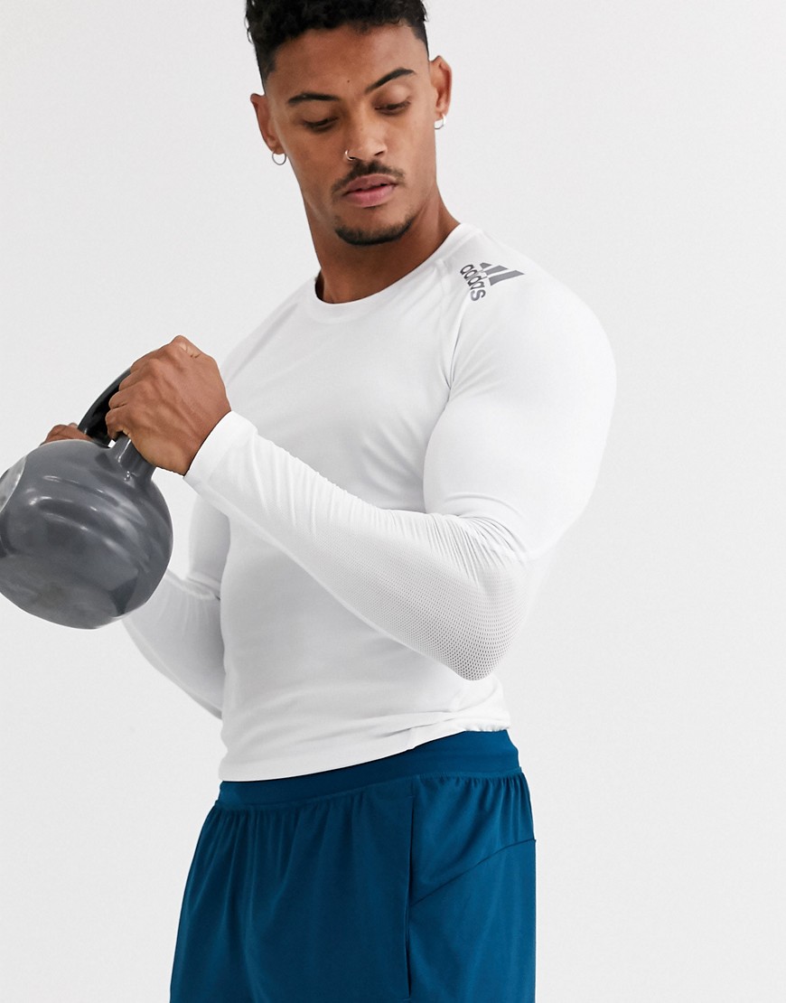 Adidas alphaskin sport long sleeved training t-shirt-White