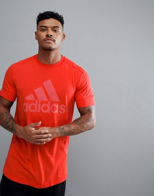 Adidas Performance - Adidas athletics – röd t-shirt med logga cf2109