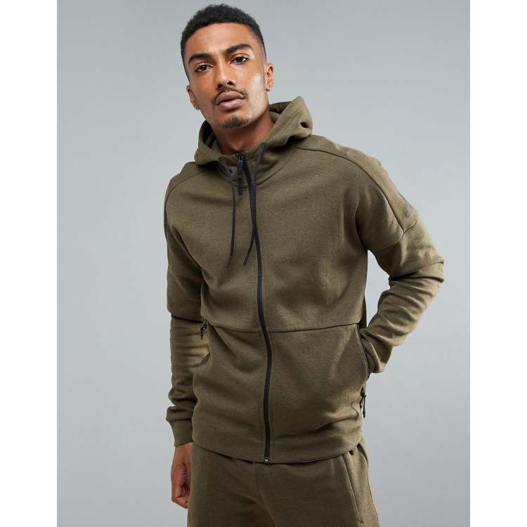 Adidas khaki zip outlet hoodie