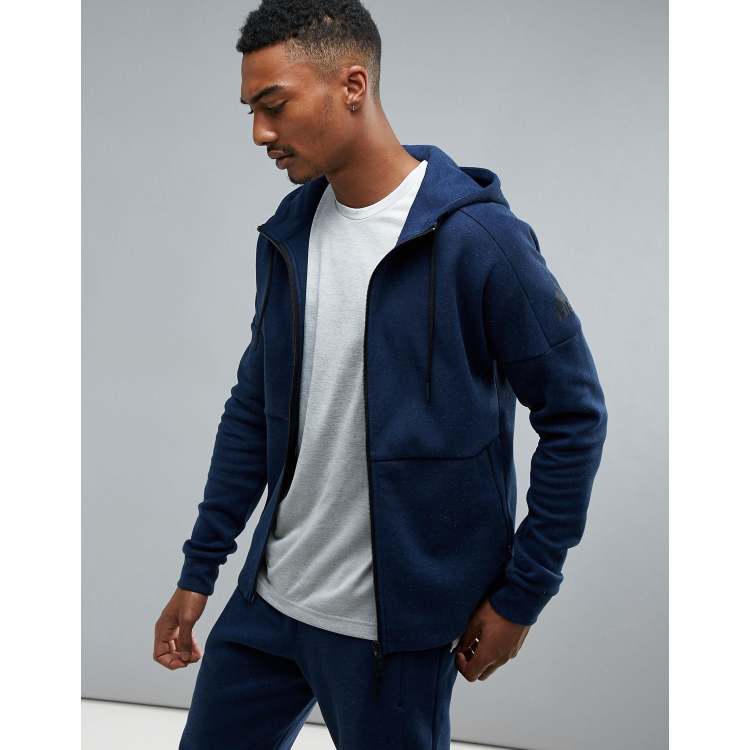 Adidas navy zip hoodie sale