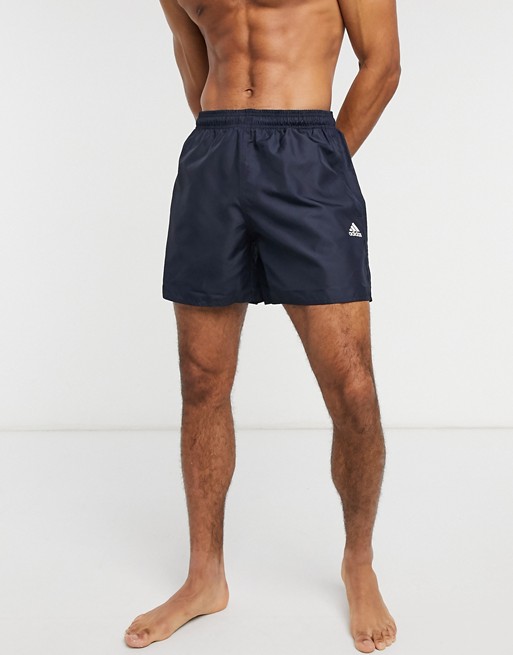 adidas badge of sport logo swim shorts in navy