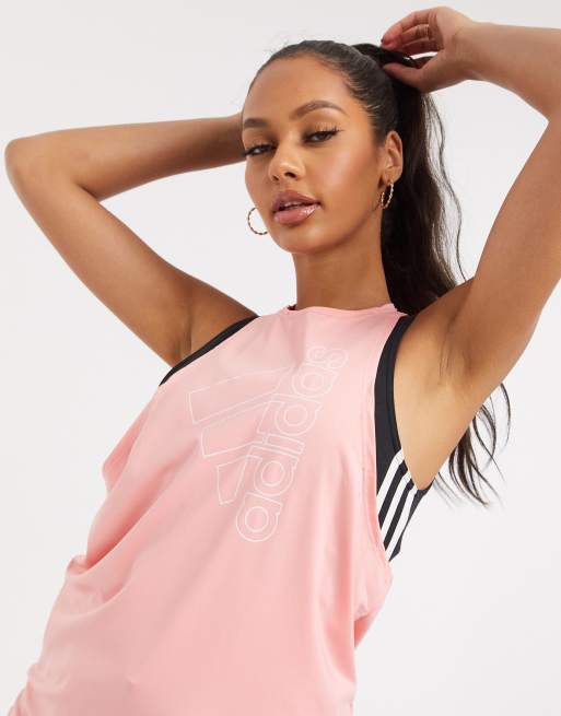 adidas Badge of Sport tank top in glory pink | ASOS