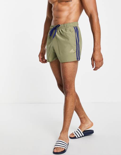 adidas – Badkläder – Kakigröna badshorts med tre ränder