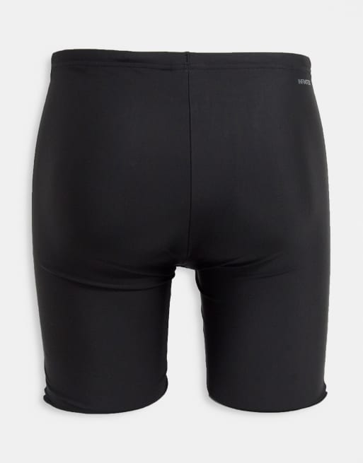 adidas – Badkläder – Svarta långa badshorts med 3 ränder, 2 av 4