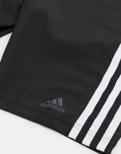 adidas – Badkläder – Svarta långa badshorts med 3 ränder, 4 av 4