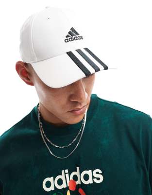 adidas Baseball 3 stripe cap in white