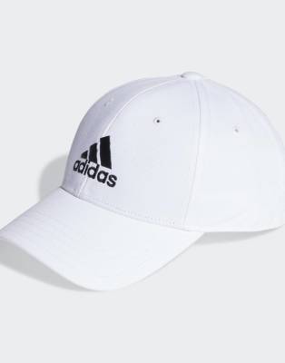 adidas - Baseball-Kappe aus Baumwolltwill in Weiß/Schwarz