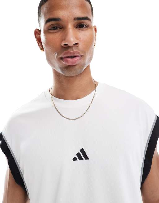 adidas Basketball – All-World – Biały top bez rękawów, 3 z 4