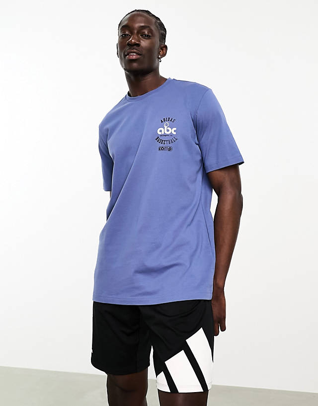 adidas performance - adidas Basketball Camp Story back print t-shirt in blue