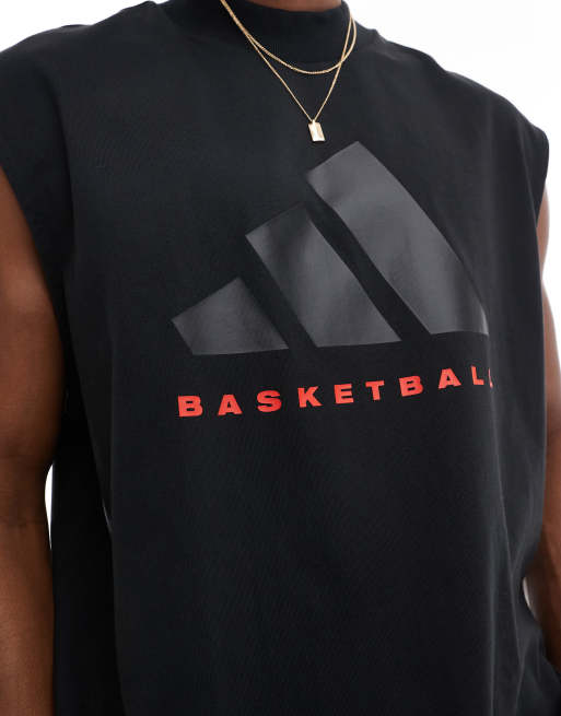 adidas Basketball – Czarna koszulka bez rękawów, 3 z 4