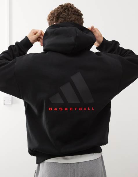 adidas - Basketball - Felpa con cappuccio nera oversize - view 1
