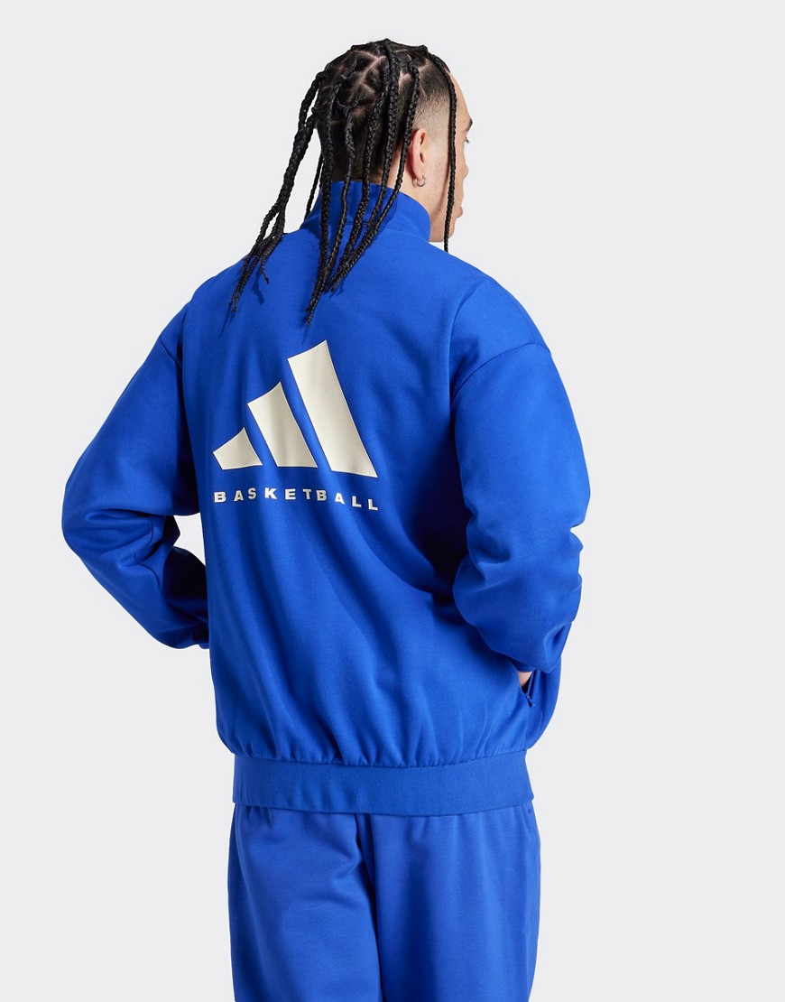 adidas Basketball Half-Zip Sweatshirt in Blue