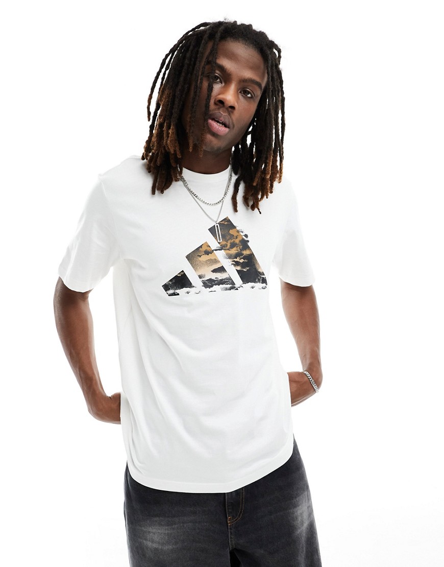 adidas Basketball large graphic t-shirt in white