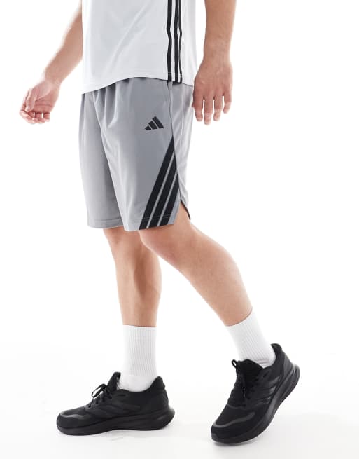 adidas Basketball legends 3-stripes basketball shorts in grey, 3 of 5