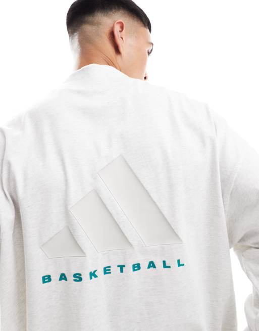 adidas - Basketball - Maglietta a maniche lunghe bianca, 3 di 4