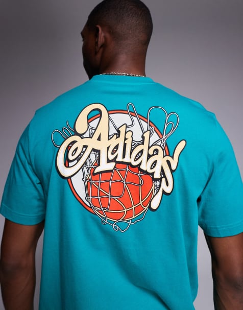 adidas Basketball t-shirt with back print in teal