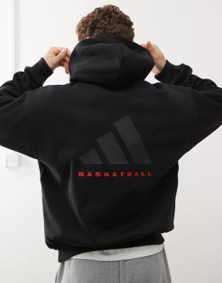 adidas performance adidas Basketball oversized hoodie in black