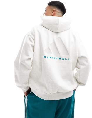 adidas Basketball oversized hoodie in grey marl