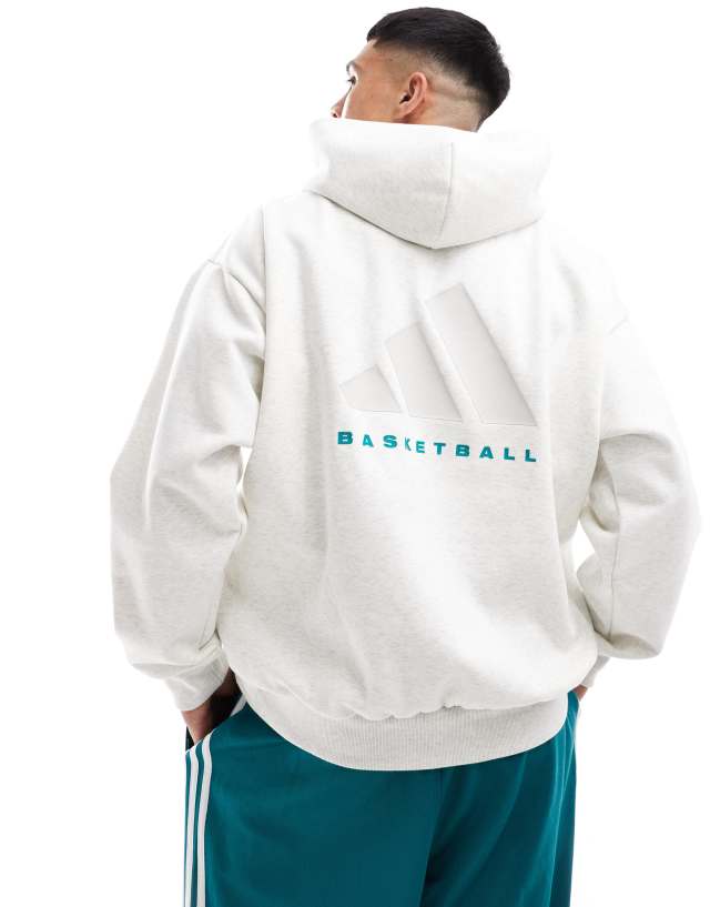 adidas performance - adidas Basketball oversized hoodie in grey marl