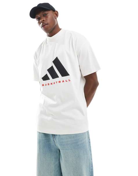 adidas Basketball short sleeve tee in white, black & red - view 1