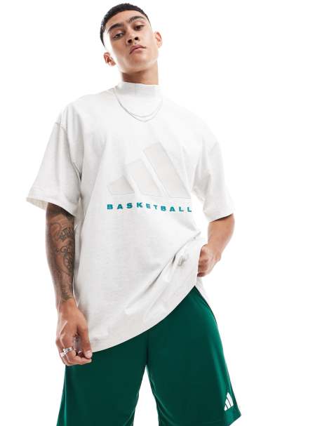 adidas Basketball – Szary melanżowy T-shirt z krótkimi rękawami - view 1