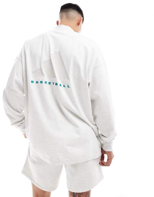 adidas Basketball - T-shirt à manches longues - Gris chiné, 4 de 4