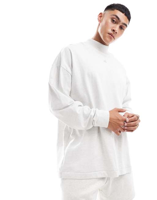 adidas - Basketball-T-shirt met lange mouwen in gemêleerd grijs