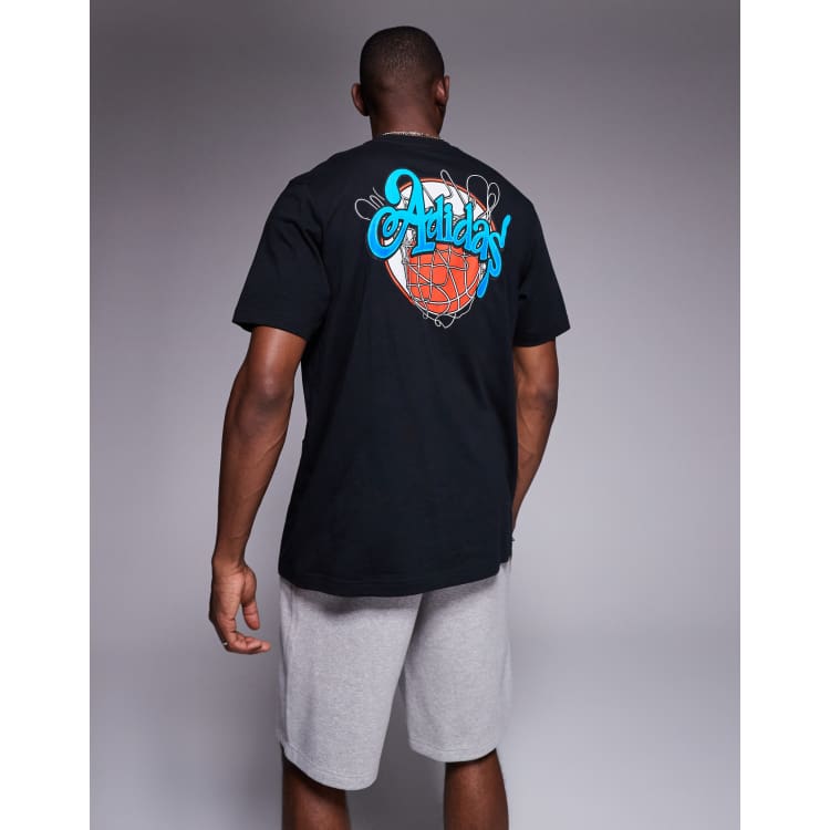 adidas Basketball t-shirt with back print in washed black | ASOS