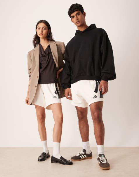adidas Basketball Three-Stripes shorts in white and black - view 1