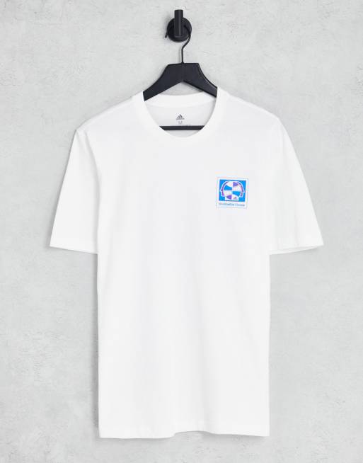 adidas Basketball We Ball Together back print t-shirt in white