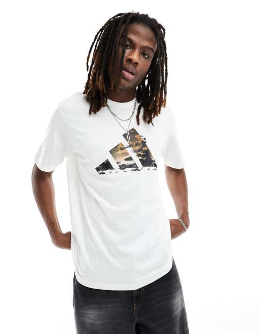 adidas - Basketbalshirt met grote grafische print in wit