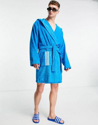 adidas Sportswear bathrobe with three stripes in blue
