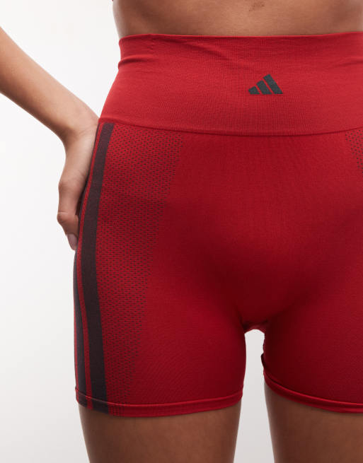 adidas bezszwowe szorty z mikrostretchem w kolorze czerwonym, 3 z 4